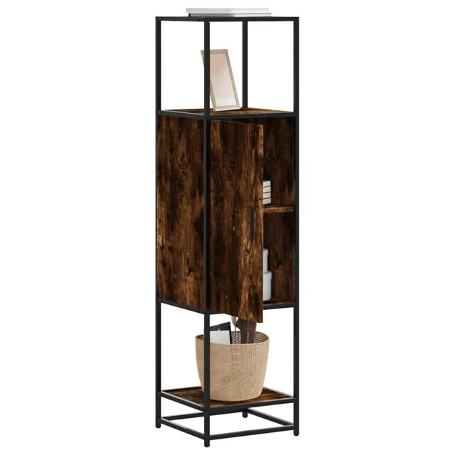Berkfield Home Highboard Smoked Oak 35.5x35x139 cm Engineered Wood & Metal in Brown - image 1