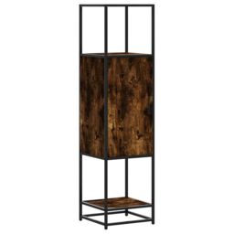 Berkfield Home Highboard Smoked Oak 35.5x35x139 cm Engineered Wood & Metal in Brown - thumbnail 2