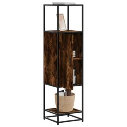 Berkfield Home Highboard Smoked Oak 35.5x35x139 cm Engineered Wood & Metal in Brown - thumbnail 1