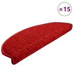 Berkfield Home Decorative Carpet Stair Treads 15 pcs Red 65x21x4 cm - Size: Medium - thumbnail 3