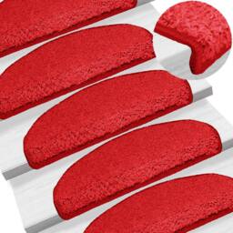 Berkfield Home Decorative Carpet Stair Treads 15 pcs Red 65x21x4 cm - Size: Medium - thumbnail 2