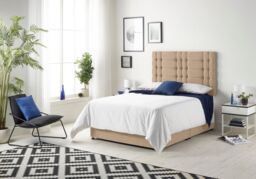 Somnior Bliss Plush Divan Bed with Sprung Memory Foam Mattress & Headboard Plush Fabric in Beige - Size: Small Single - thumbnail 2