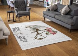 Benjamin Tate Design Horse With Flower Chic Rug in Natural - Size: Large - thumbnail 2