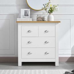 KOSY KOALA 4-Drawer Chest for Bedroom Light Wood Top White Dresser Storage Cabinet - thumbnail 3