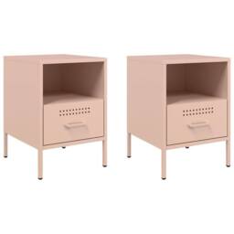 Berkfield Home Sturdy Bedside Cabinets 2 pcs Pink 36x39x50.5 cm Steel - thumbnail 3
