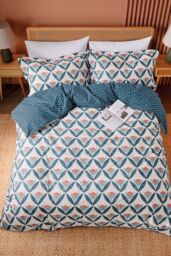 Scion 'Tulip Trellis' Cotton Duvet Cover Set in Navy - Size: Super King - thumbnail 4