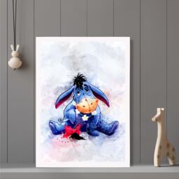 ARTZE Eeyore Watercolour Winnie the Pooh Art Print with White Frame SIZE: A2 in Purple - Size: A4 - thumbnail 1