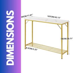 FURNOS 2-Tier Gold Console Table With Metal Frame - thumbnail 6