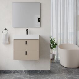 Banyetti Invicta 600mm Wall Hung Vanity with Veneto 1 Tap Hole Basin - Cashmere in Beige - thumbnail 1