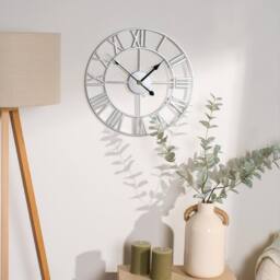 KORVIXA Silver Large Wall Clock Roman - Size: 40 cm x 40 cm - thumbnail 1