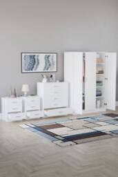 HD Designs 4Pc Bedroom Set 2x3Drawer Bedside, 5Drawer, 3 Dr Wardrobe in White - thumbnail 2