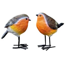 Marco Paul Robin Red breast Resin 2pc Bird Set Garden Ornament in Brown - thumbnail 3