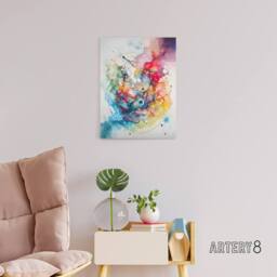 "Artery8 Colourful Abstract Watercolour Shapes Canvas Wall Art Print - Size: W18"" x H24""" - thumbnail 3