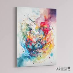 "Artery8 Colourful Abstract Watercolour Shapes Canvas Wall Art Print - Size: W18"" x H24""" - thumbnail 2