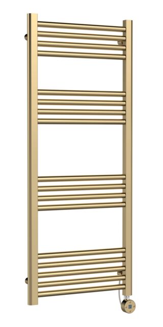 Balterley Round Tube Towel Rail with 17 Bars, 1200mm x 500mm - Brushed Brass in Metallics - image 1