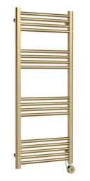 Balterley Round Tube Towel Rail with 17 Bars, 1200mm x 500mm - Brushed Brass in Metallics - thumbnail 1