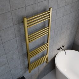 Balterley Round Tube Towel Rail with 17 Bars, 1200mm x 500mm - Brushed Brass in Metallics - thumbnail 3