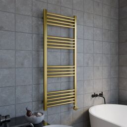 Balterley Round Tube Towel Rail with 17 Bars, 1200mm x 500mm - Brushed Brass in Metallics - thumbnail 4