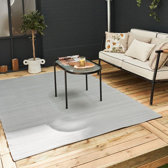 THE RUGS Reversible Weatherproof Outdoor Grey Rug Solid Urban 1000 - Size: 120 cm x 160 cm - image 1