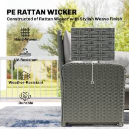 OUTSUNNY 6 PCs Rattan Garden Furniture Sectional Corner Sofa, Dark Grey in Cream - thumbnail 4