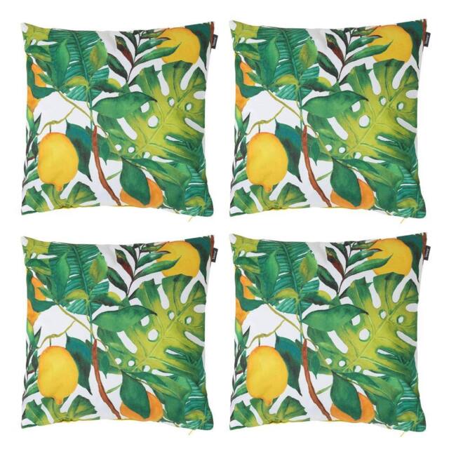 icon Indoor Outdoor Cushion Set of 4 Slate Grey Water Resistant Cushions in Yellow - Size: 43 cm x 43 cm - image 1