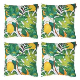 icon Indoor Outdoor Cushion Set of 4 Slate Grey Water Resistant Cushions in Yellow - Size: 43 cm x 43 cm