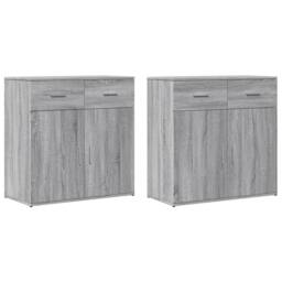 Berkfield Home Sideboards 2 pcs Grey Sonoma 79x38x80 cm Engineered Wood - Size: 79 x 38 x 80 cm - thumbnail 2