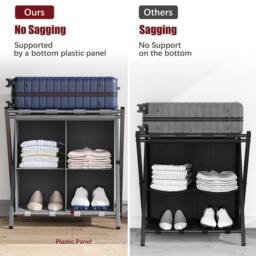 Huhote Metal Luggage Rack with Storage Shelf Suitcase stand Home 2 Set in Grey - thumbnail 5