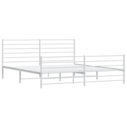 Berkfield Home Metal Bed Frame with Headboard & Footboard White 180x200 cm Super King - thumbnail 5