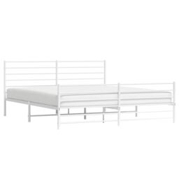 Berkfield Home Metal Bed Frame with Headboard & Footboard White 180x200 cm Super King - thumbnail 4