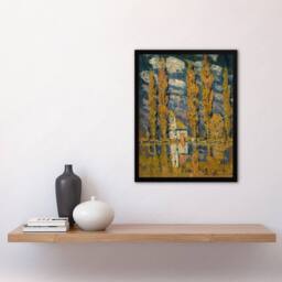 Artery8 Ferdinand Katona Poplar Trees by the Water Framed Wall Art Print in Orange - Size: A4 - thumbnail 4