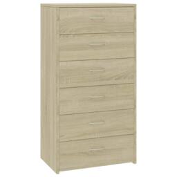 Berkfield Home Sideboard with 6 Drawers Sonoma Oak 50x34x96 cm Engineered Wood in Brown - Size: 50 x 34 x 96 cm - thumbnail 2