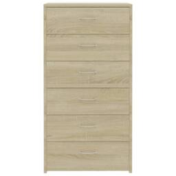 Berkfield Home Sideboard with 6 Drawers Sonoma Oak 50x34x96 cm Engineered Wood in Brown - Size: 50 x 34 x 96 cm - thumbnail 4