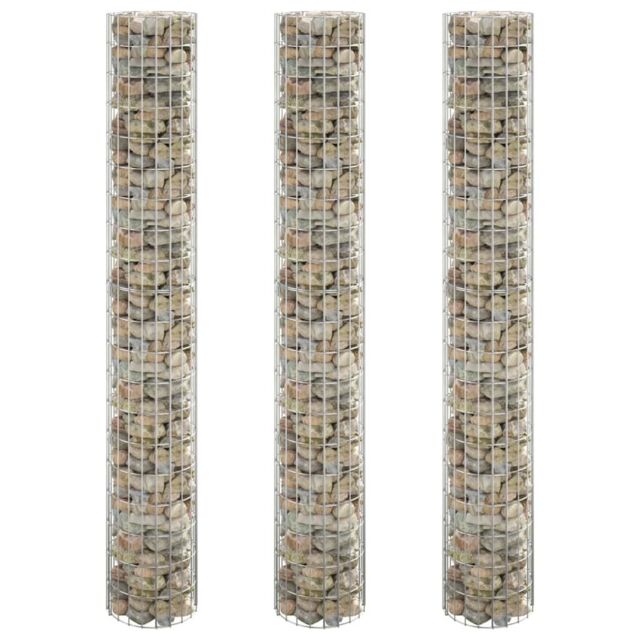 Berkfield Home Circular Gabion Raised Beds 3 pcs Galvanised Steel Ã˜30x200 cm in Silver - Size: 30x200 cm - image 1