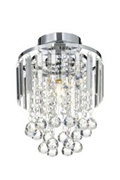 Living and Home Chrome-Accented Crystal Cascade Flush Mount Chandelier in Silver - thumbnail 3