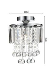 Living and Home Chrome-Accented Crystal Cascade Flush Mount Chandelier in Silver - thumbnail 2
