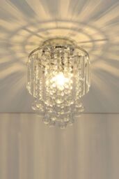 Living and Home Chrome-Accented Crystal Cascade Flush Mount Chandelier in Silver - thumbnail 6