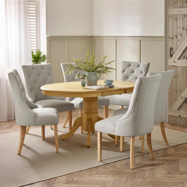 FurnitureboxUK Padstow Wooden Extending Dining Table & 6 Belgravia Chairs in Light Oak - Size: 6 Person - image 1