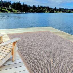 THE RUGS Jute-Looking Greek Key Outdoor Indoor Rug Blue Garden Nature 5100B - Size: 140 cm x 200 cm - thumbnail 2