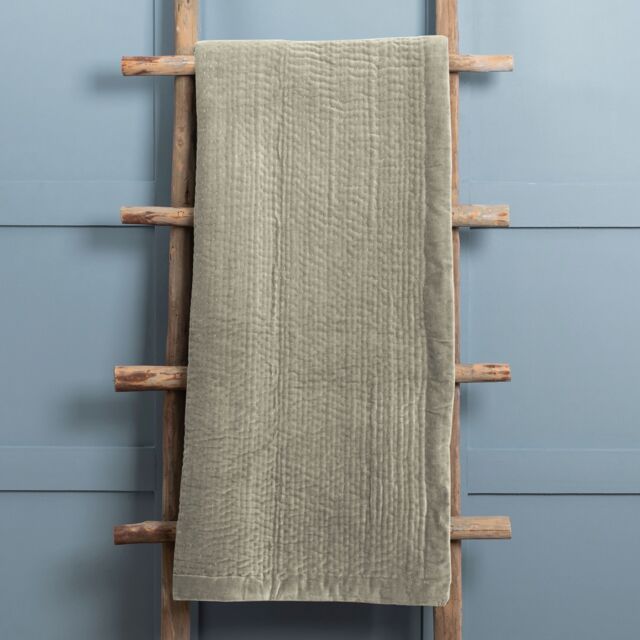 Voyage Maison Haze 100% Cotton Velvet Quilted Throw in Beige - Size: 140 cm x 200 cm - image 1