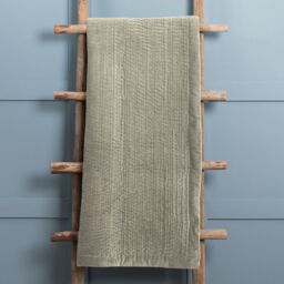 Voyage Maison Haze 100% Cotton Velvet Quilted Throw in Beige - Size: 140 cm x 200 cm