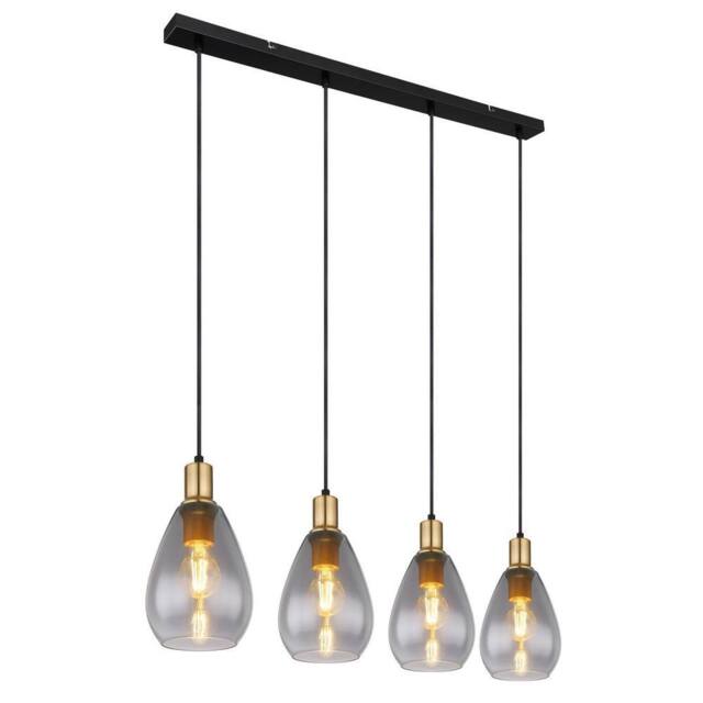 Netlighting Fanni Bar Pendant Ceiling Light Matt Black Smoke Glass Shade 4x E27 - image 1