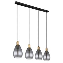 Netlighting Fanni Bar Pendant Ceiling Light Matt Black Smoke Glass Shade 4x E27 - thumbnail 2