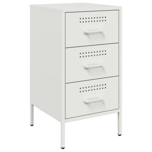 Berkfield Home Bedside Cabinet White 36x39x68 cm Steel - Size: 36 x 39 x 68 cm - image 1