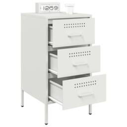 Berkfield Home Bedside Cabinet White 36x39x68 cm Steel - Size: 36 x 39 x 68 cm - thumbnail 5