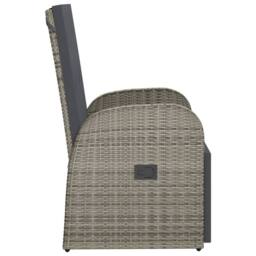 Berkfield Home Reclining Garden Chair with Cushions Grey Poly Rattan - thumbnail 4