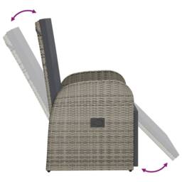 Berkfield Home Reclining Garden Chair with Cushions Grey Poly Rattan - thumbnail 5