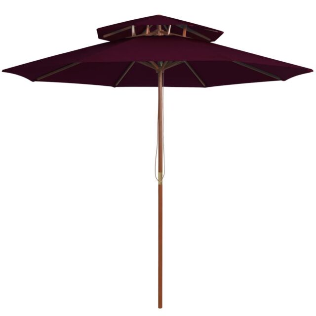 Berkfield Home Double Decker Parasol with Wooden Pole Bordeaux Red 270 cm - image 1