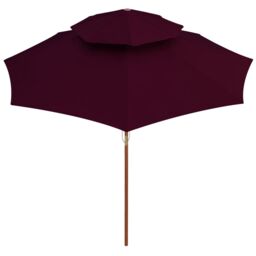 Berkfield Home Double Decker Parasol with Wooden Pole Bordeaux Red 270 cm - thumbnail 3