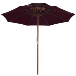 Berkfield Home Double Decker Parasol with Wooden Pole Bordeaux Red 270 cm - thumbnail 2